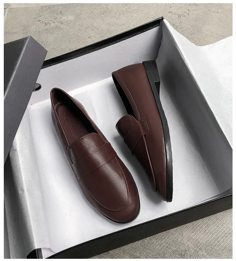 Damen Freizeitschuhe Flache Frühlings- und Herbstschuhe Neue Kleine Lederschuhe Vintage Vielseitige Loafer Britischer Stil Modisch Rutschfest – Detail 13