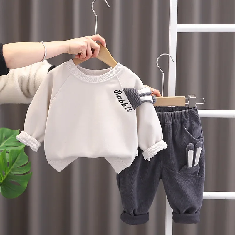 

Children Clothes Korean Long Sleeves Hooded Sweater Pants 2Piece Boys Baby Autumn Clothing Set