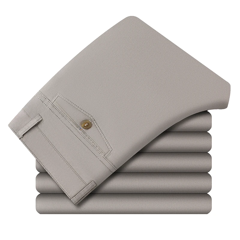 Premium Baumwoll-Bürohosen für Herren Bügelfrei Pflegeleichter Stoff Gürtelkompatibles Design Tägliche Casual-Event Lange Hosen – Detail 10