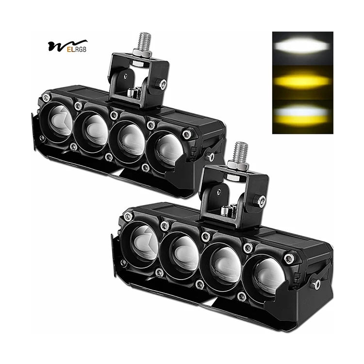 

Hot sell 80W 8000LM Dual Color LED Fog Lights Smart Outdoor 6 Inch Driving Auxiliary Pod Light Bar for Motorcycles 2 Pcs White A