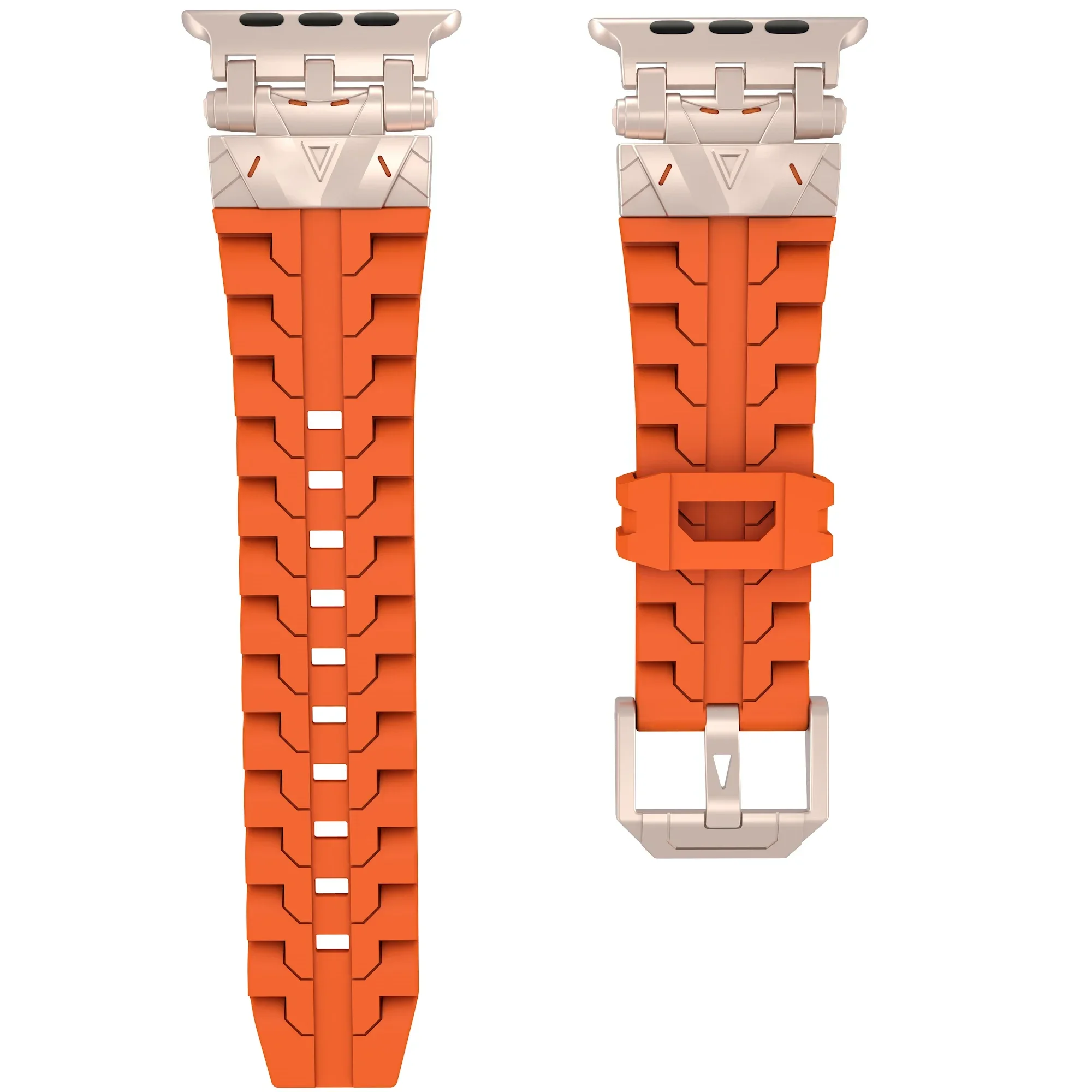 Silicone Strap for Apple Watch Ultra 2 Band 49mm Series 10 46mm 45mm 42mm 44mm Mech Style Watchbands iWatch 10 9 8 7 6 5 3 SE2