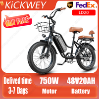 Electric Bicycle 750W Powerful Motor 48V20AH Lithium Battery Adult Two Seat Electric Bike 20*3.0 Inch Tire parent-child E-bike