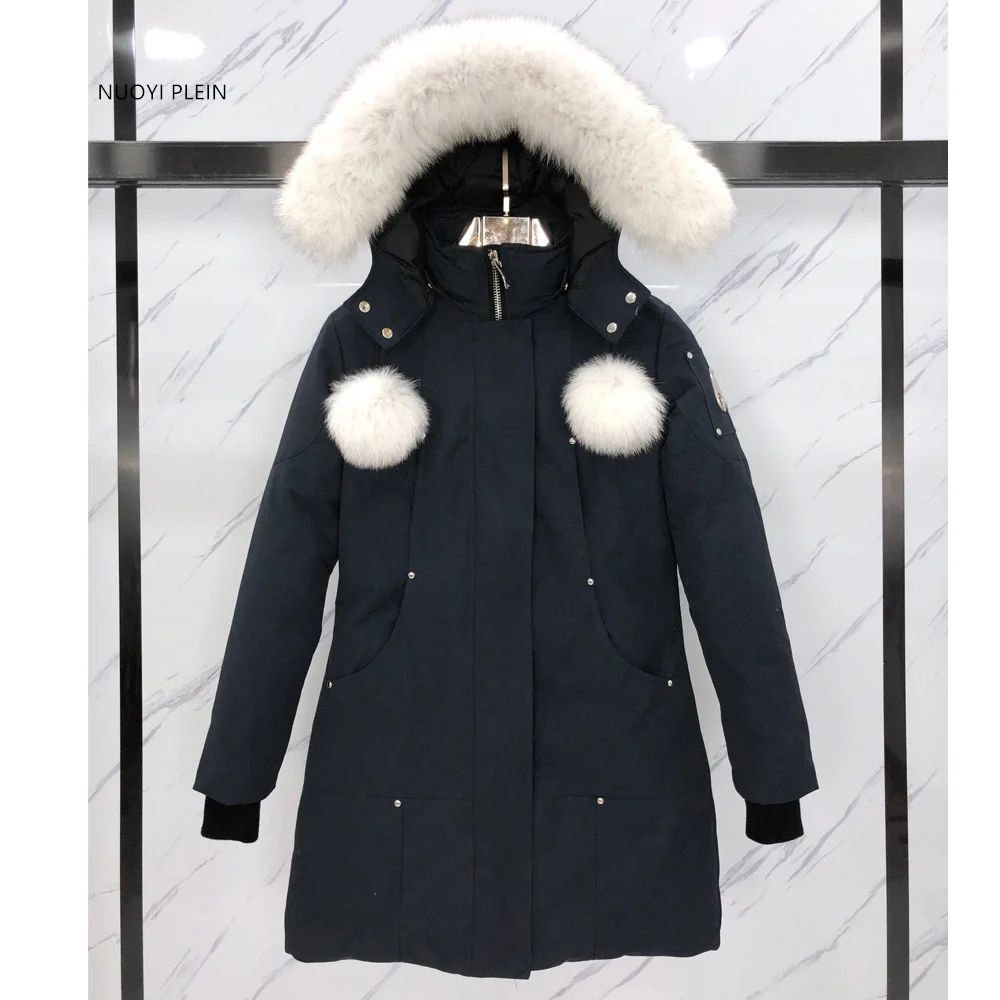 سيدة العلامة التجارية الكندية أسفل سترة المرأة معطف طويل مقاوم للماء أوزة أسفل معطف إكسبيديشن أصيلة الفراء طوق مناسبة ل-30 °   ج #4