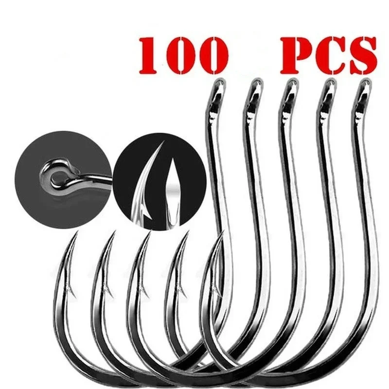 100 teile/schachtel 3 ~ 12 High Carbon Stahl Angelhaken Pack mit Loch Angelhaken Kreis Schwarz Stacheldraht Haken Angeln zubehör