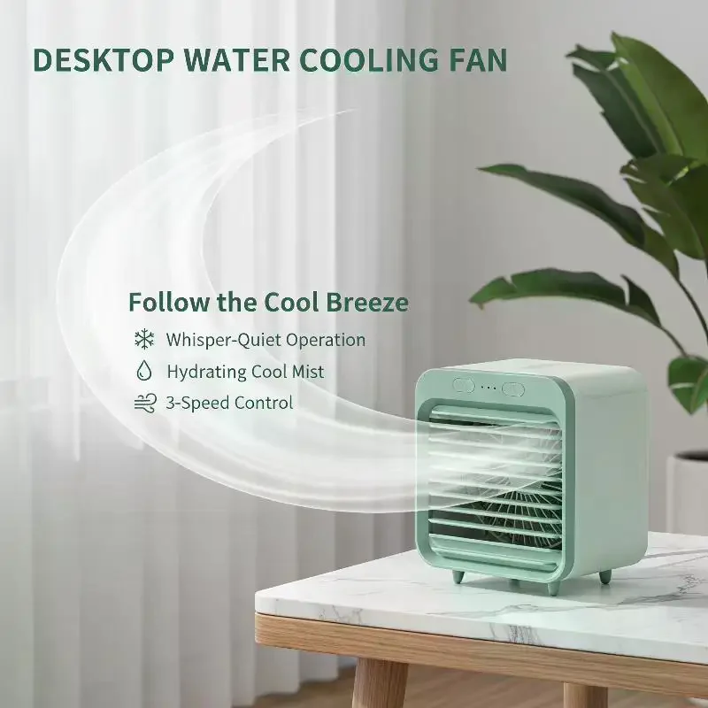 Portable USB Chargeable Mini 3 Gear Air Conditioner Cooler Fan Air Conditioner Air Cooling Office Desktop Fan Parts