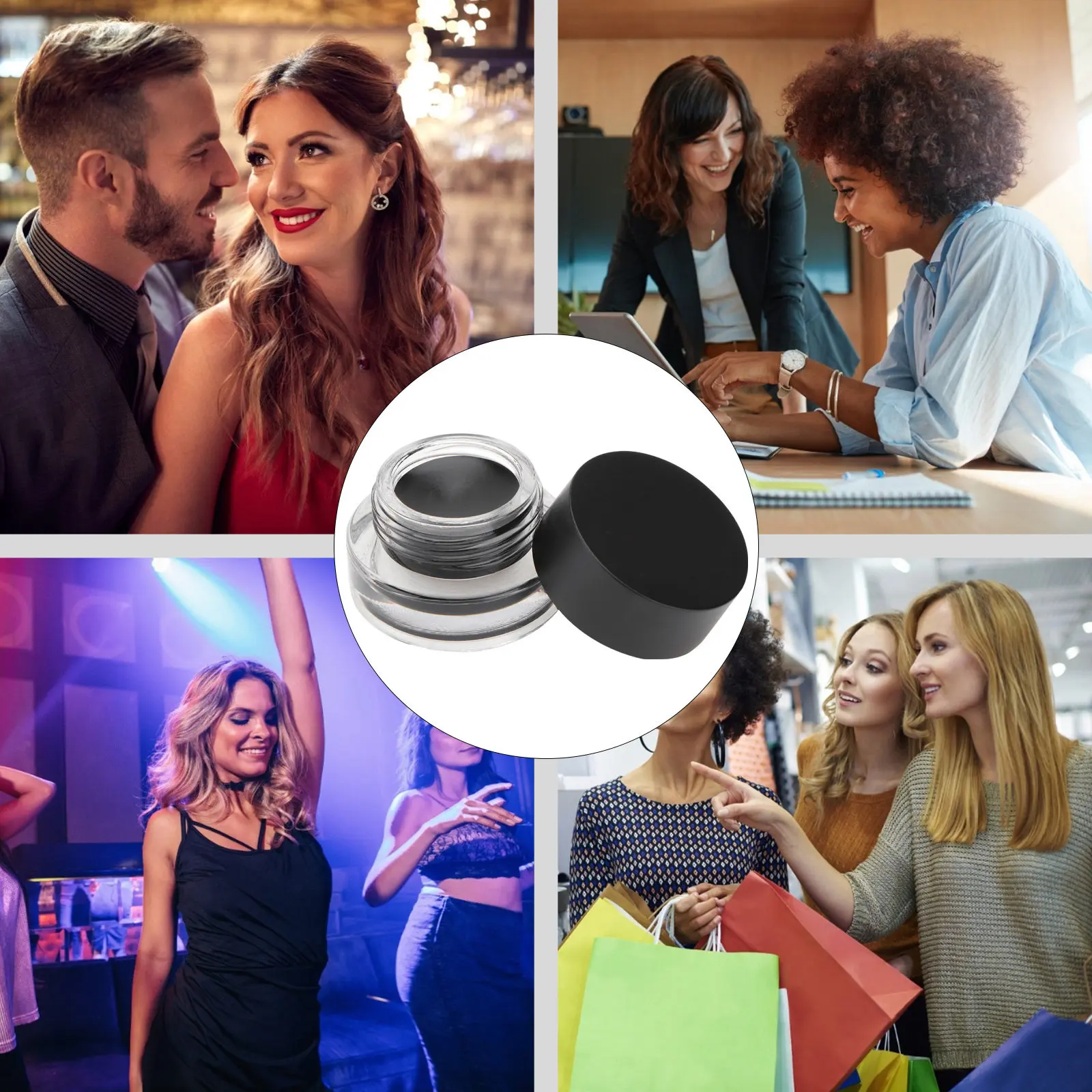 2Pcs Waterproof Gel Eyeliner Eyebrow Makeup Set Soft Silky Texture Matte Black Pigment Eye Shadow Cream Set Eyeshadow Cream