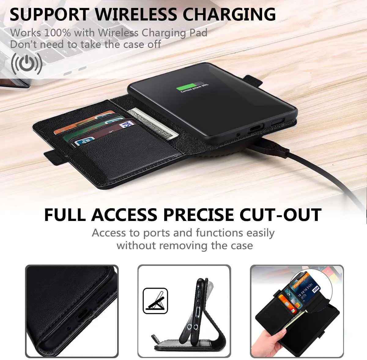 For Samsung Galaxy Note 9 Phone Leather Case Shockproof Wallet Card Slot Pouch Holder Kickstand Flip Cover image 3