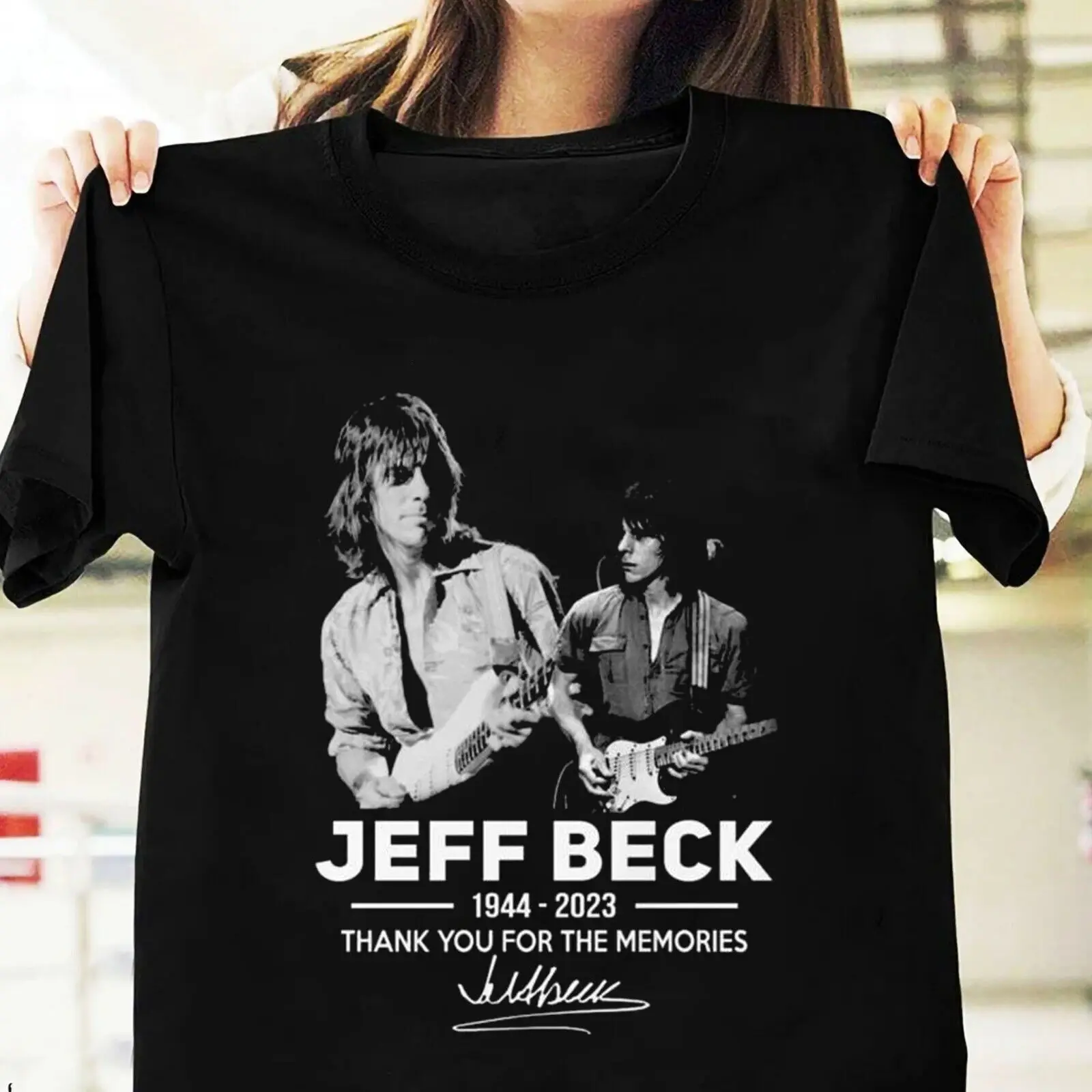 New Jeff Beck 1944 2023 Thank You For The Memories Black Cotton T Shirt