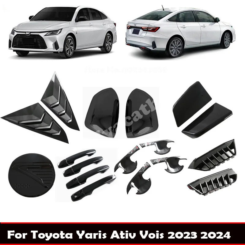 Acessórios Externos para Toyota Yaris Ativ Vois 2023 2024: Aerofólio Traseiro, Saídas de Ar Dianteiras e Traseiras, Capa para Maçaneta da Porta