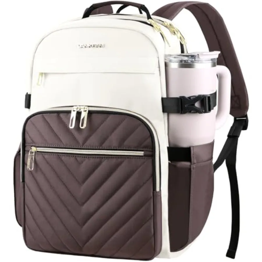 

Laptop Backpack for Women with Giant Tumbler Holder Pocket School College Book Bag Nurse Teacher Backpack Waterproof Work Trave
