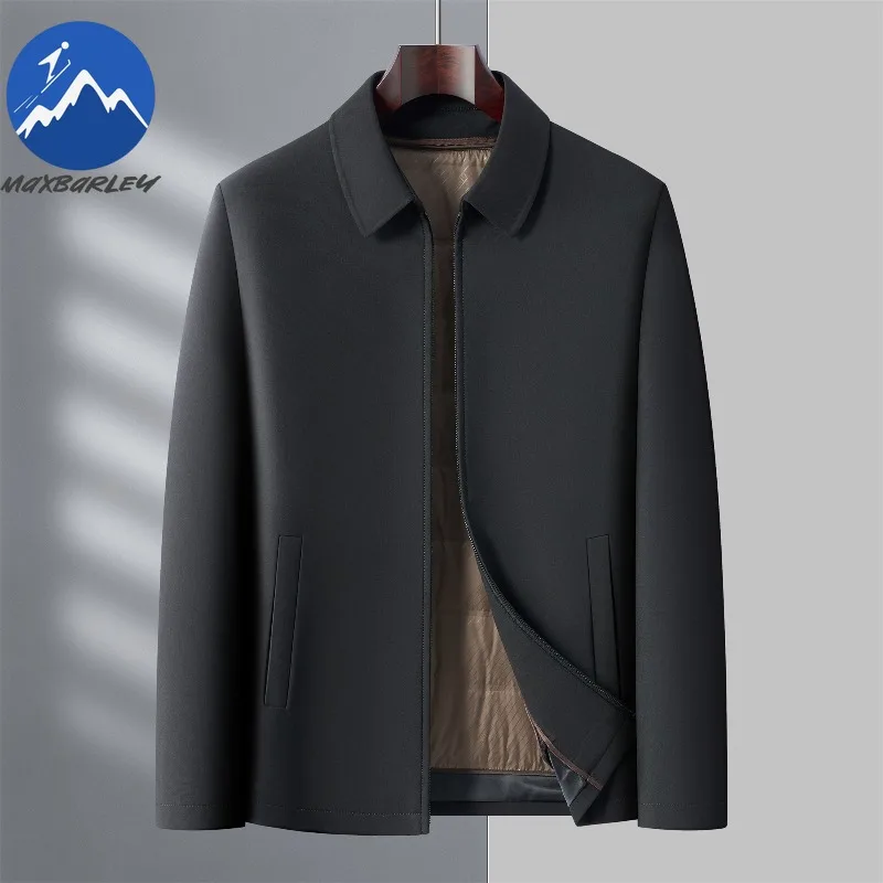 Maxbarley Men Down Jacket High Quality Duck Down Commute Office Warm Puffer Coat Detachable Inner Layer Lightweight Winter Parka