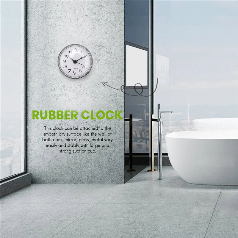7cm Waterproof Kitchen Bathroom Shower Clock Suction Cup Sucker Wall Black