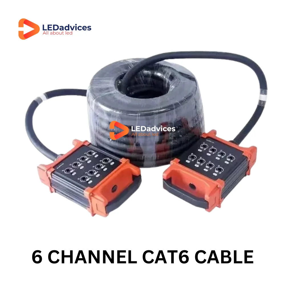 30m 6 Multi-Channel CAT6 Snake Cable For AV Event SF/UTP Double Shield Multi-Stranded Pure Copper RJ45 Gigabits LED Screen