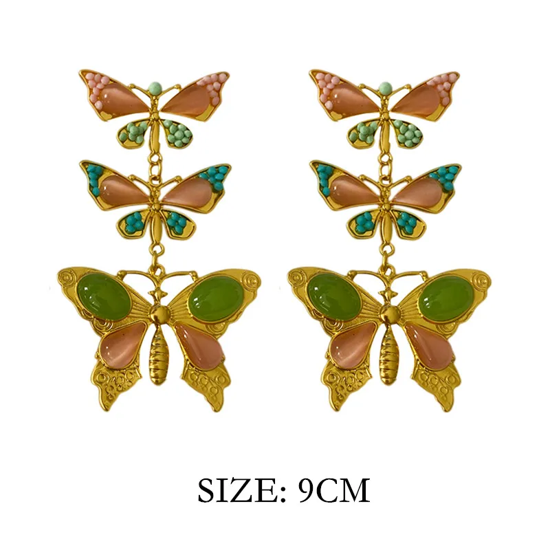 Butterfly ear accessories Dream Butterfly French retro cat\'s Eye 2023 new design sense ear studs 925 silver needle