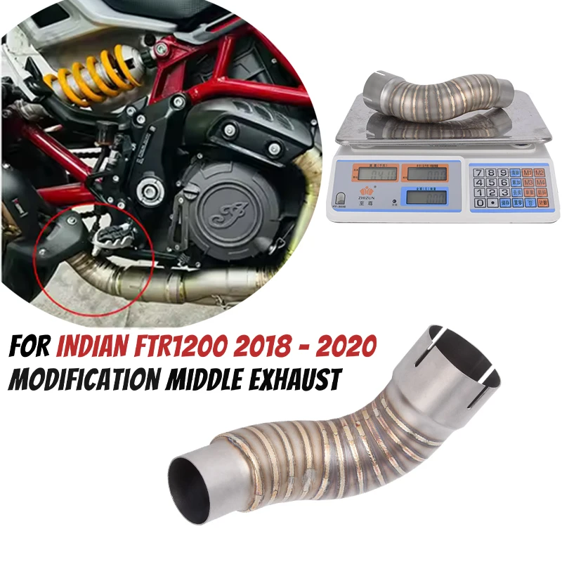 

For INDIAN FTR1200 FTR1200S FTR 1200 S 2018 - 2020 Motorcycle Exhaust Stainless Steel Middle Link Pipe Connecting Muffler