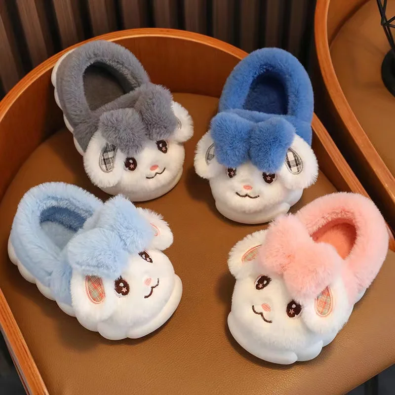 Baby Toddler Winter Slippers Children Cute Cartoon Rabbit Home Slipper Kids Indoor Warm Plush Slides Child Floor Shoes for Girls