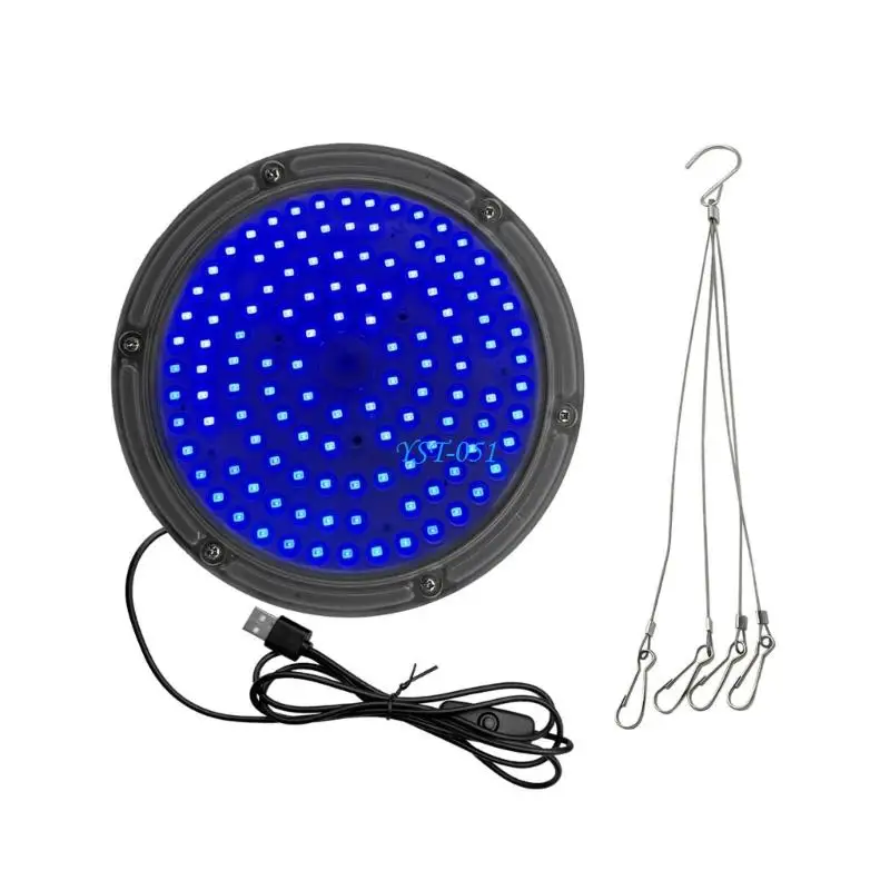 E15A USB Powered Tanning Lamp with Blue LEDs, Round Disc Light and Wire Hook for Adult Care Routines Indoors