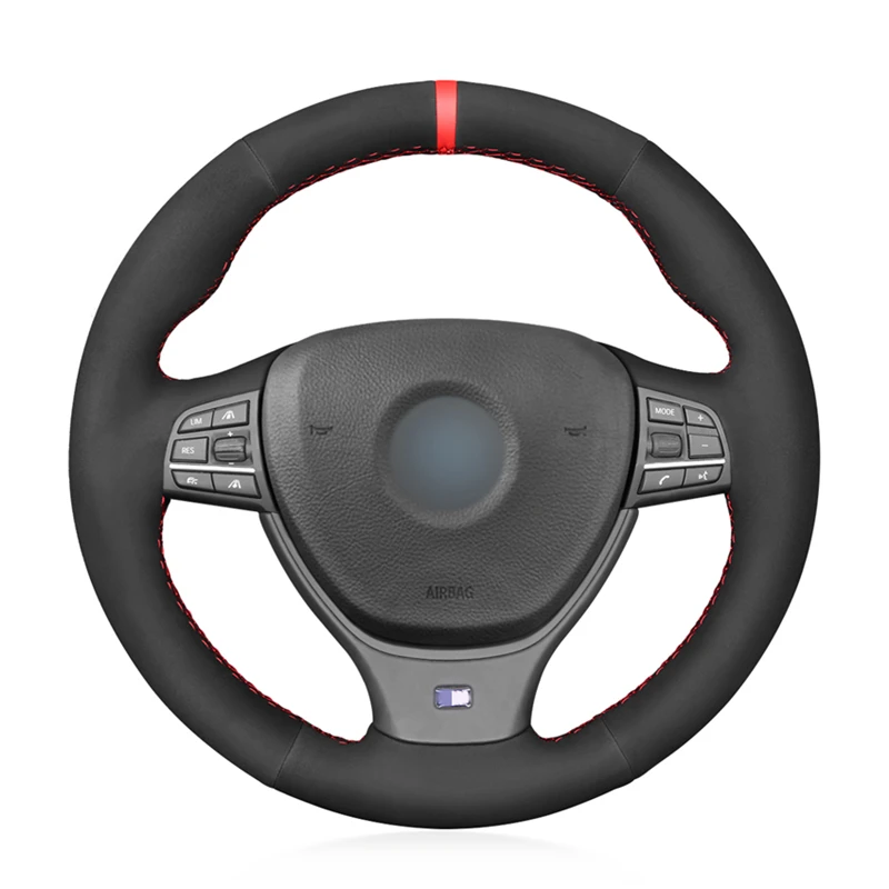 Black Suede Red marker Blue marker Car Steering Wheel Cover For BMW M Sport F10 F11 (Touring) F07 F12 F13 F06 F01 F02 M5 F10