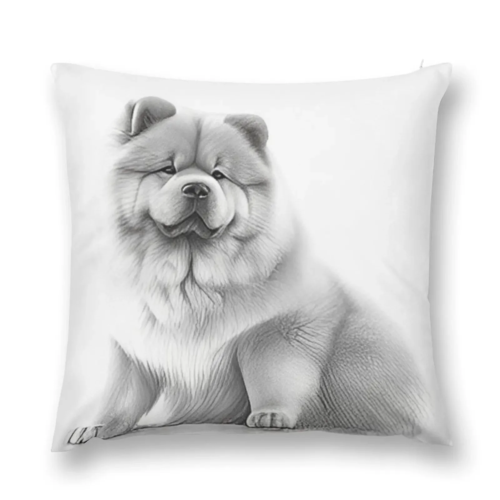 

Black and white Chow Chow pencil drawing Throw Pillow Cushions Cover luxury decor pillow