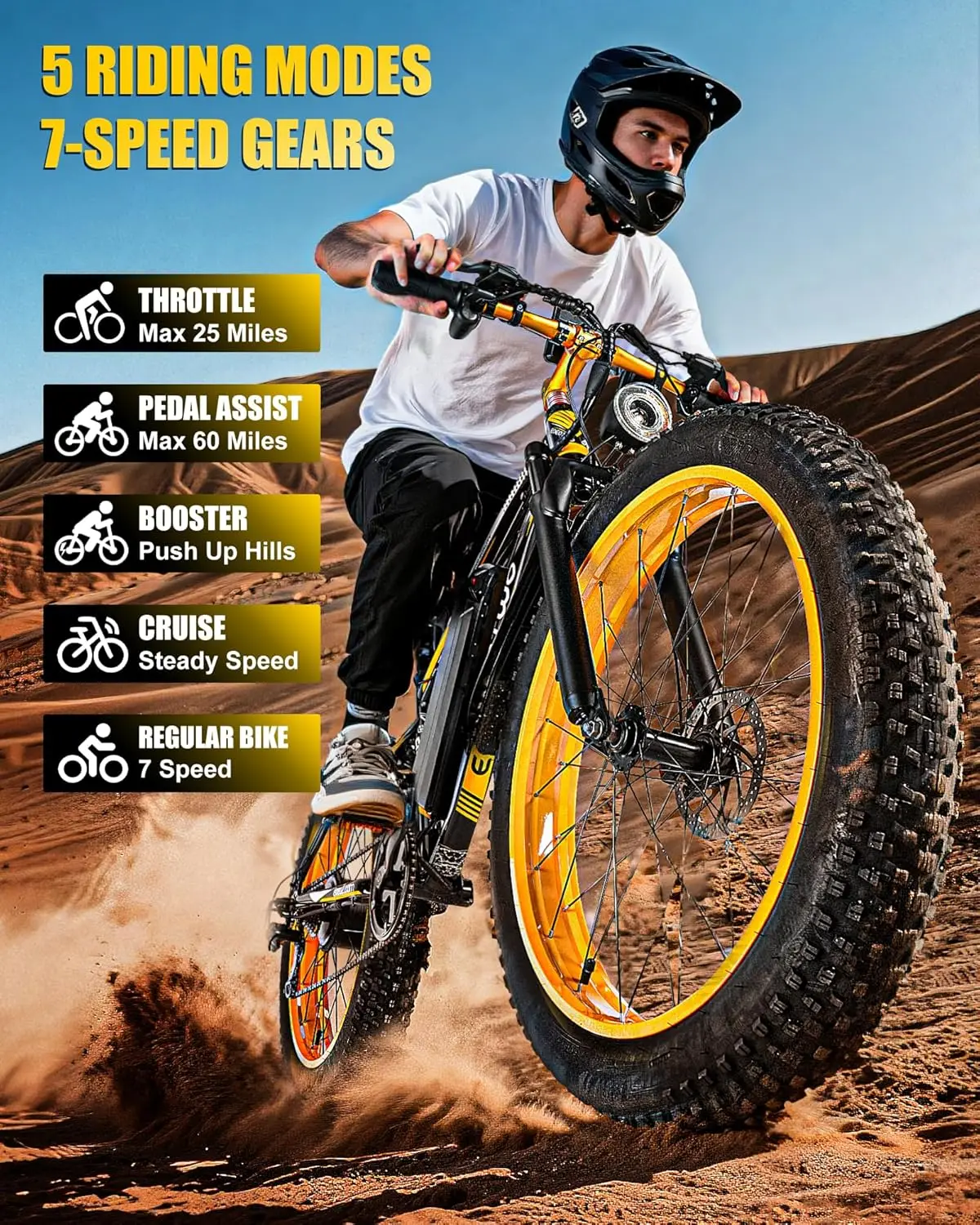 Adult Electric Bike 1500W Peak 28+ MPH 26' Fat Tire E-Bike 48V 15Ah/20Ah Customizable Electric Mountain Bike for Sports & Fitnes