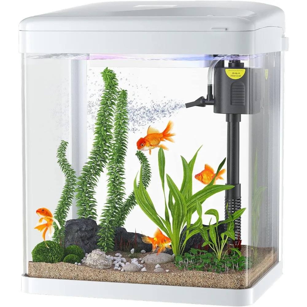 

Fishbowl 3 in 1 Fish Tank with Filter and Light, Aquarium Shrimp, Goldfish 2 Gallon Glass, Aquatic Pet Tanks, Free Shipping