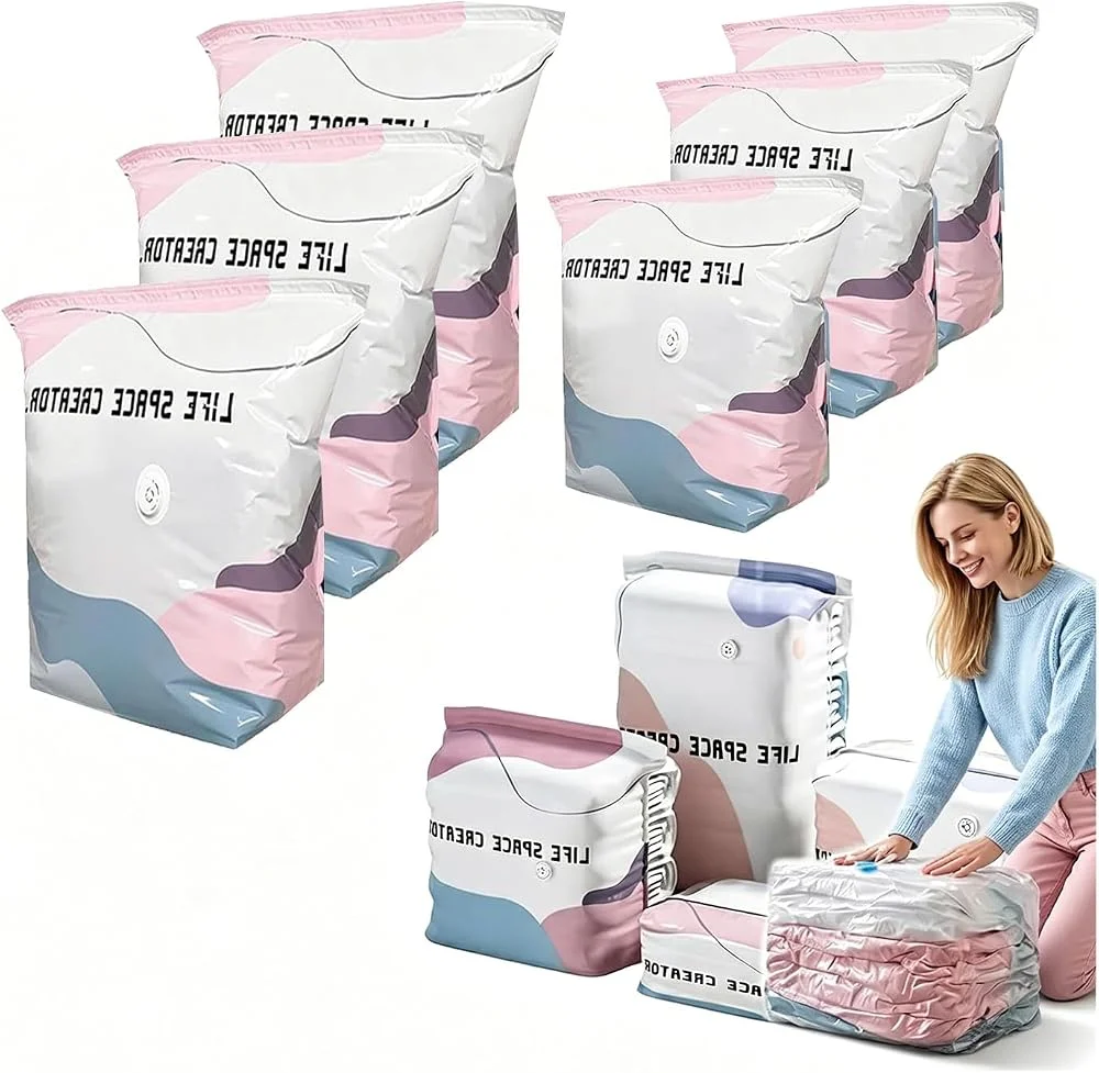 3D-Vakuum-Aufbewahrungsbeutel, Better Life Space Bags, Vakuum-Aufbewahrungsbeutel mit Pumpe, 3M+3L ohne Pumpe, platzsparende Aufbewahrungsbeutel für Kleidung