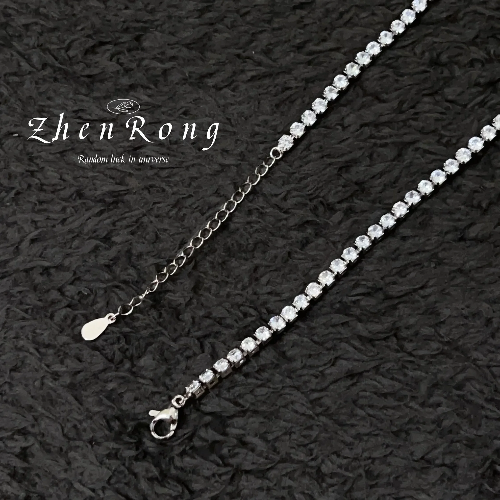 S925 Sterling Silber Halskette Haute Couture Voll-Diamant-Design Universalkette mit Universalknopf für Frauen und Mädchen – Detail 5
