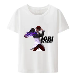 King of Fighters Game Character Iori Yagami T-shirts Korea Style Loose Printed T-shirt Top O-neck Casual Masculinas Print Tee