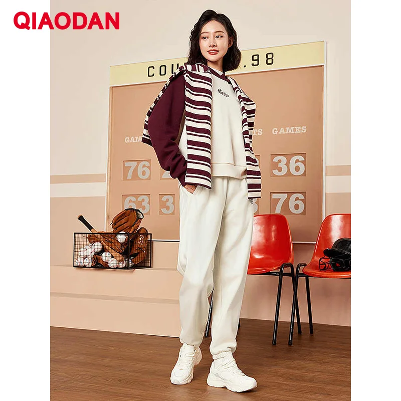 

QIAODAN Women Casual Pants 2026 Spring Fitness Straight Leg Trousers Loose Comfortable Sports Jogging Sweatpants QDLKL2244704