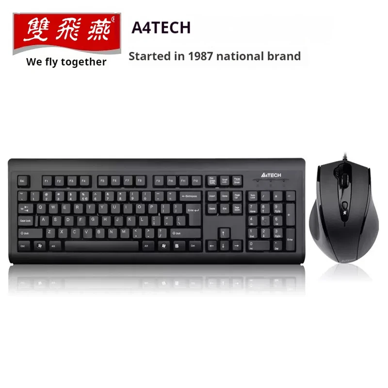 

A4tech Kb-N9100usb Wired Keyboard Mouse Combos Laptop/Desktop Office Home Waterproof Ergonomic Design Keyboard and Mouse