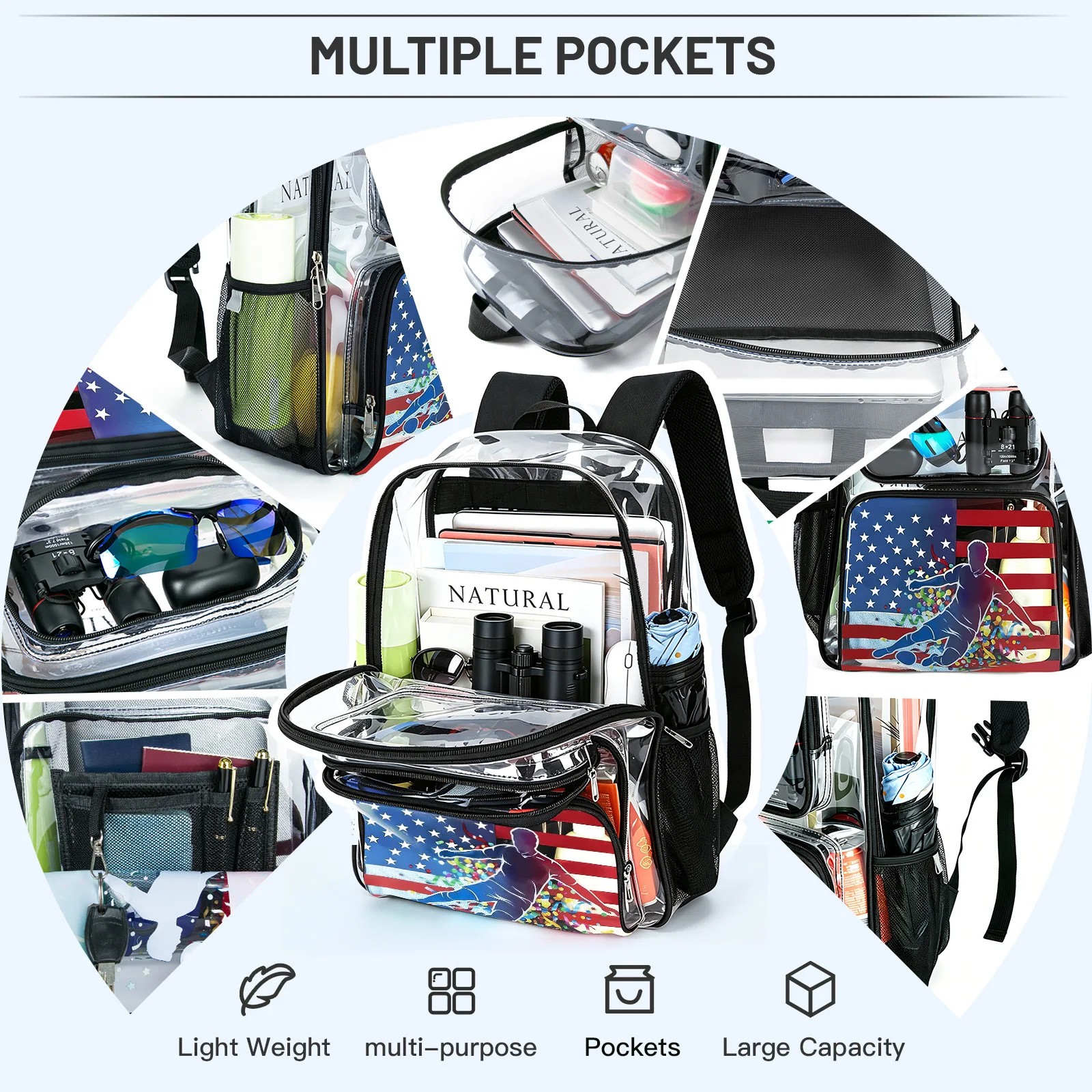 2026 USA Canada Mexico Sports Football Transparent Backpack Sports Field Approved Waterproo PVC Transparent Bag Fan Lover Gift - view 2