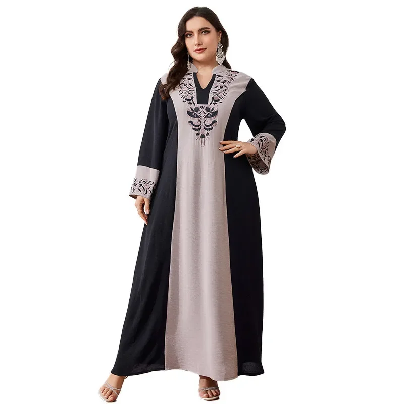 Muslim Casual Women's Robe in The Middle East and Pakistan. Abaya. Dubai Muslim Arab Fashion V-neck Casual Outdoor Women's Dress