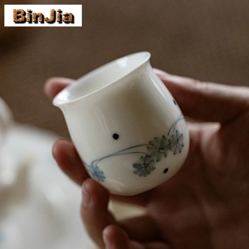 

2 шт./лот, ручная роспись, синяя и белая чайная чашка, роскошная чайная чаша, пара чая, персональная чашка для дегустации чая, чашки Jianzhan Master Cups Cafes, 90 мл
