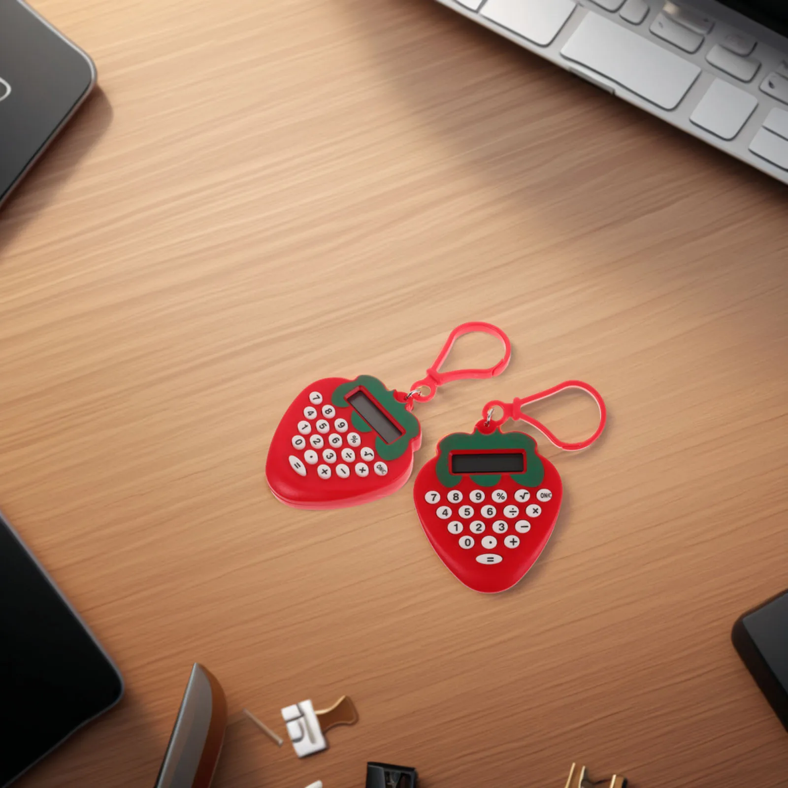 

2Pcs Portable Strawberry Calculator Mini Keyring Electronic Calculator for Students School Office Home Use