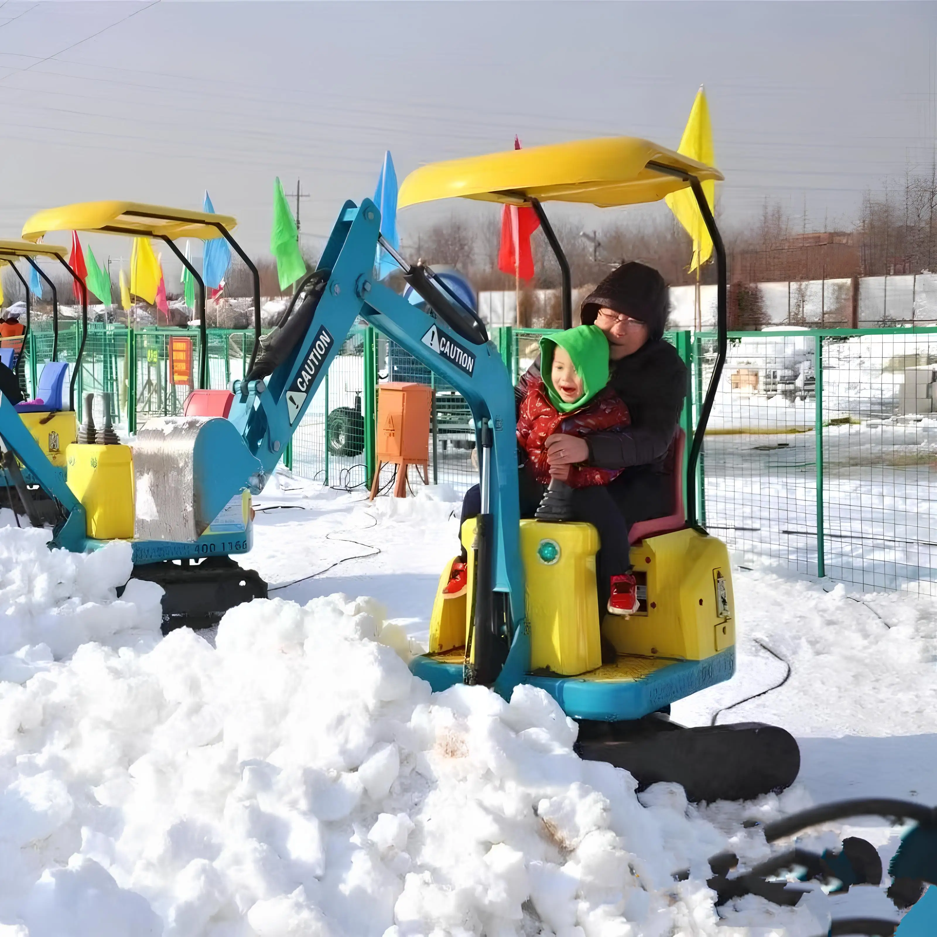 

QIQU FUN Outdoor Amusement Equipment For Kids & Adults With Remote Control, Educational Electric Hydraulic Ride-On Excavator