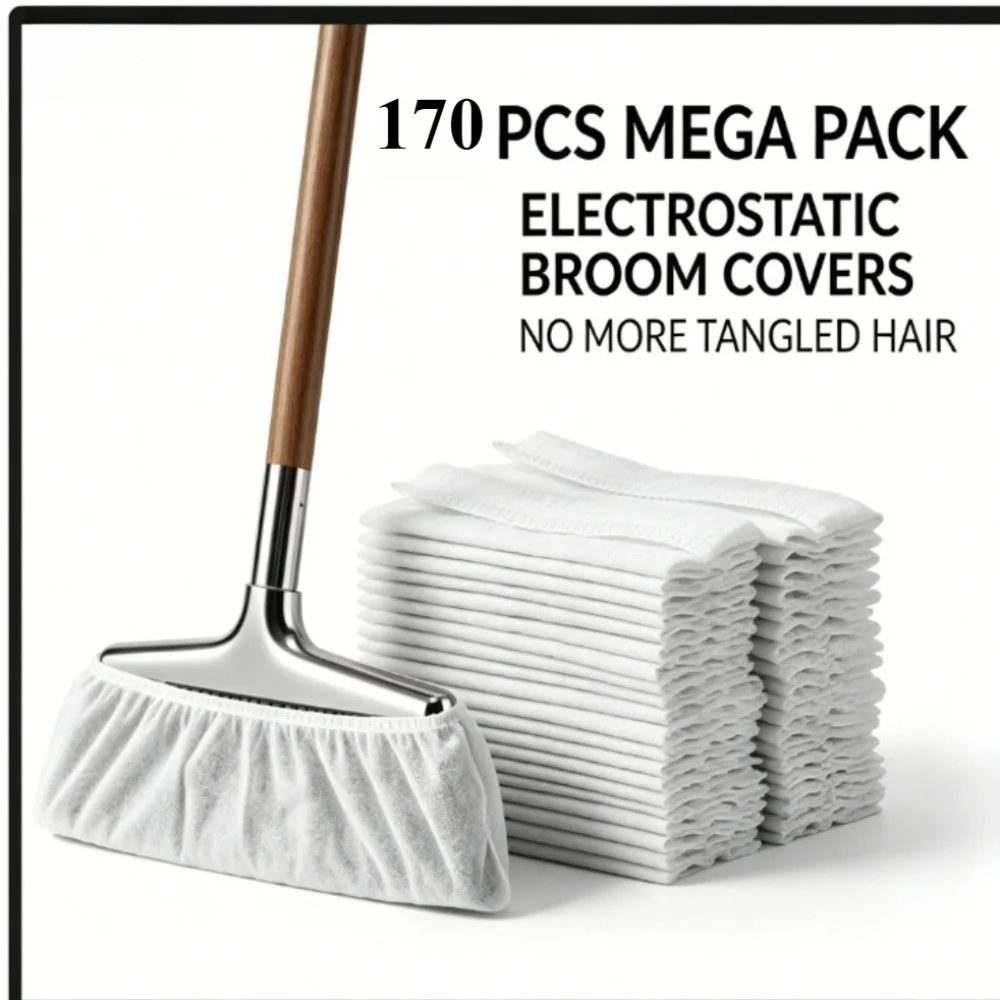 170pcs Disposable Broom Covers Ground Hair Cleaning Dust Adsorption Crevice Cleaning Tool for Home And Office