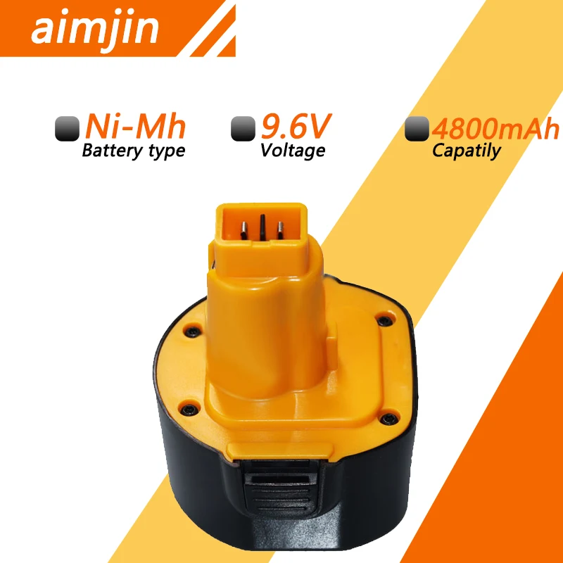 

9.6V 4800mAh Ni-MH Replacement Battery Compatible for Dewalt with DE9061 DE9062 DW9061 DW9062 DE9036 DW911 DW921 DW9614 DW050