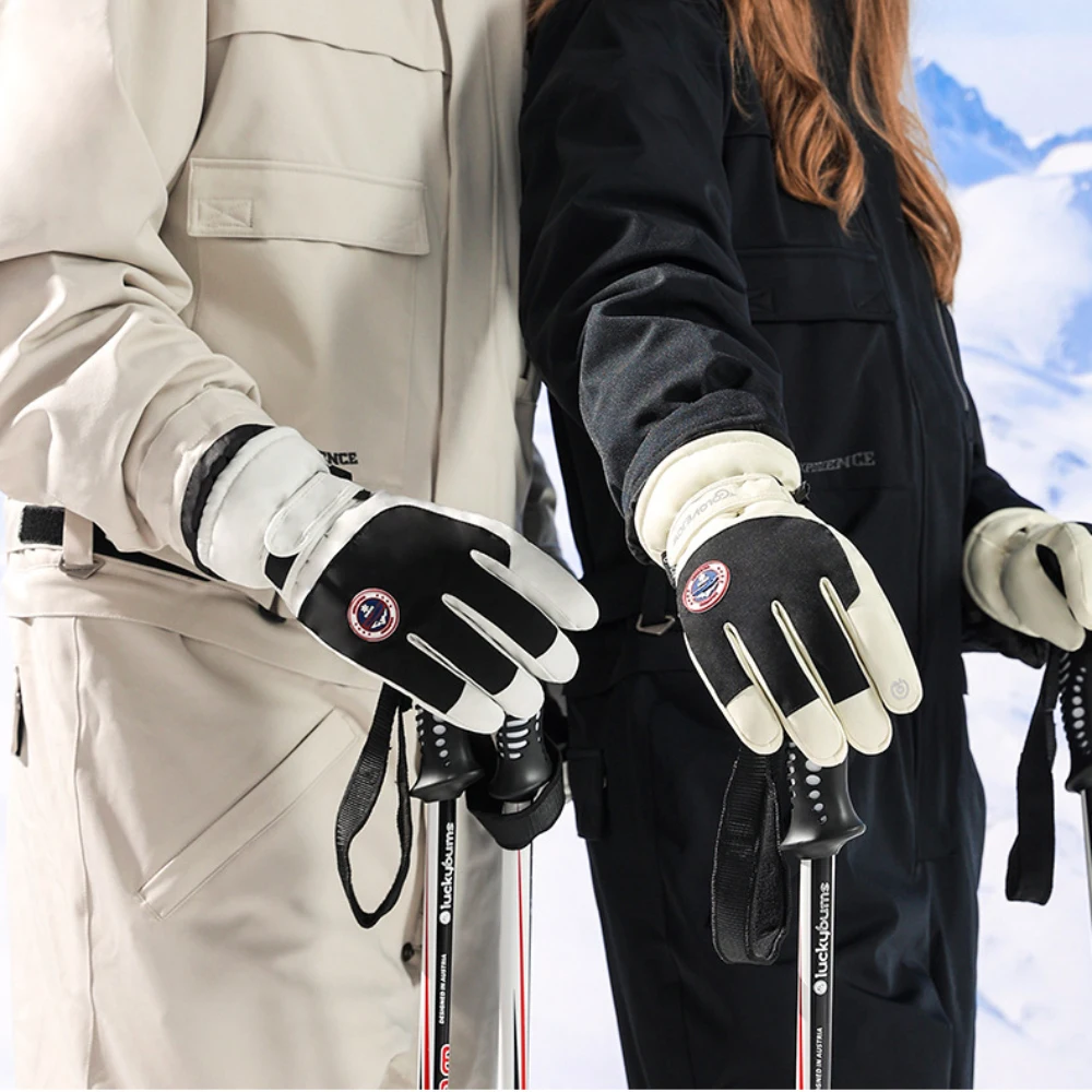 

Winter Ski Gloves Unisex PU Leather Non-slip Waterproof Touch Screen Warm Fleece Motorcycle Cycling Riding Gloves