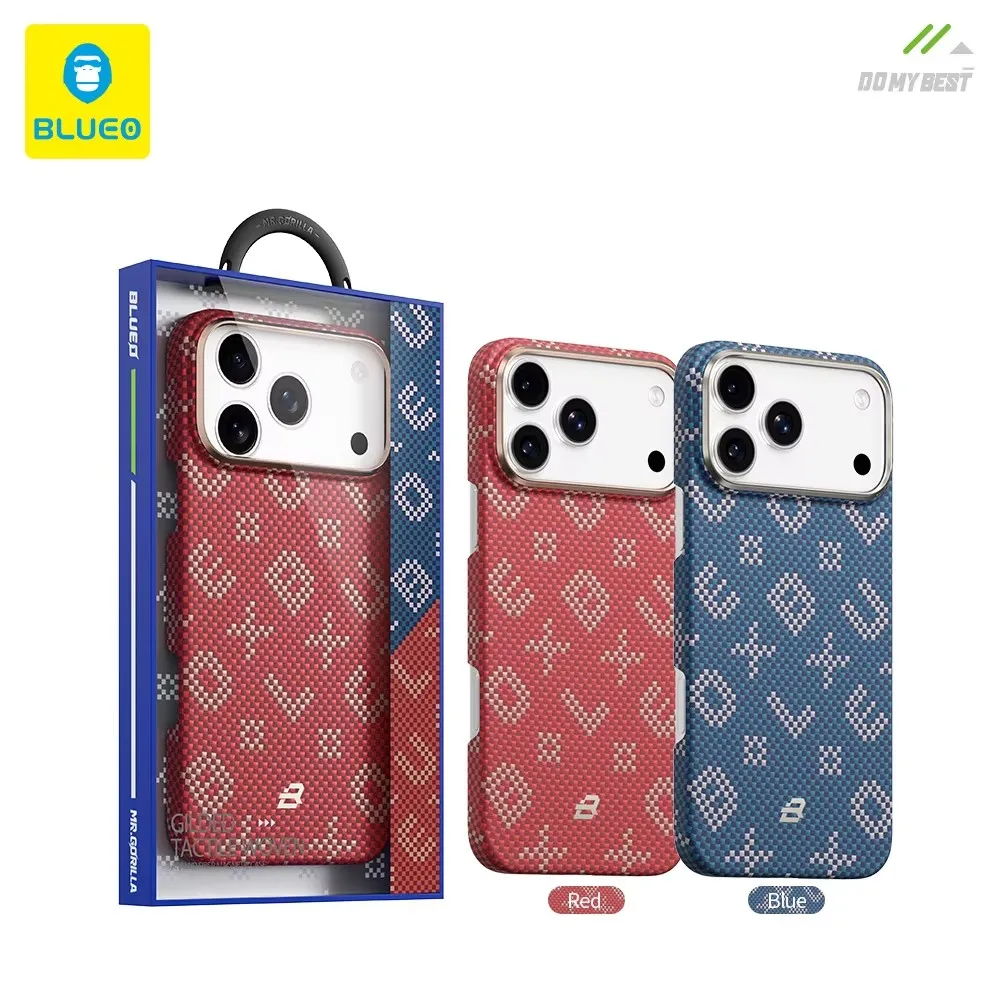 

Original Blueo Kevlar Series iPhone 17 Pro Max Monogram Gilded Tactile Woven Aramid Fiber Case for Iphone 17 pro case