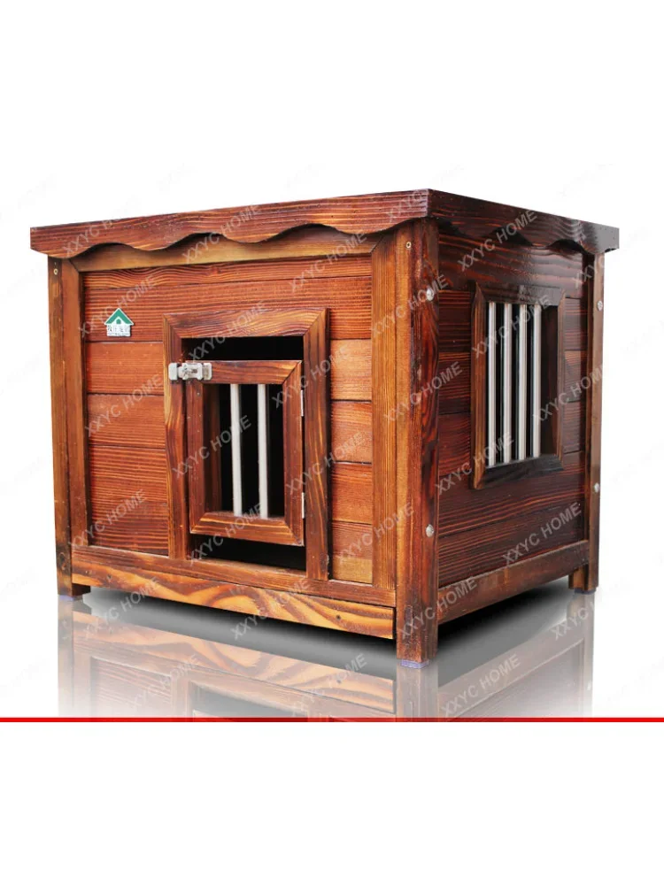 Wooden Dog House Winter Kennel Balcony Removable and Washable Solid Wood Warm Kennel  House Pet Dog House  Villa