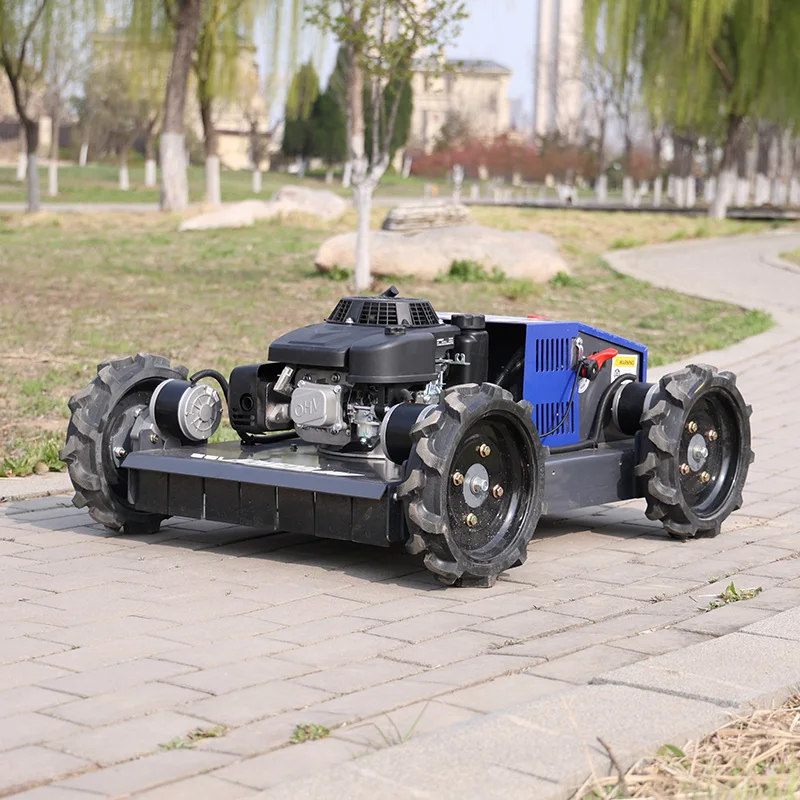 Customized CE Euro V approved petrol lawn mower robot high torque engine stable operation for rugged hillside greenbelt bush cut