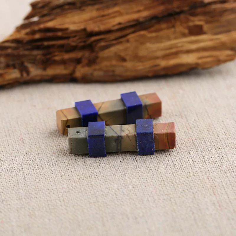 B&F Column Multi-Color Picasso Jasper&LEarring Beads, Handmade Natural stones beads, Polished Stones for jewelry Making Supplies