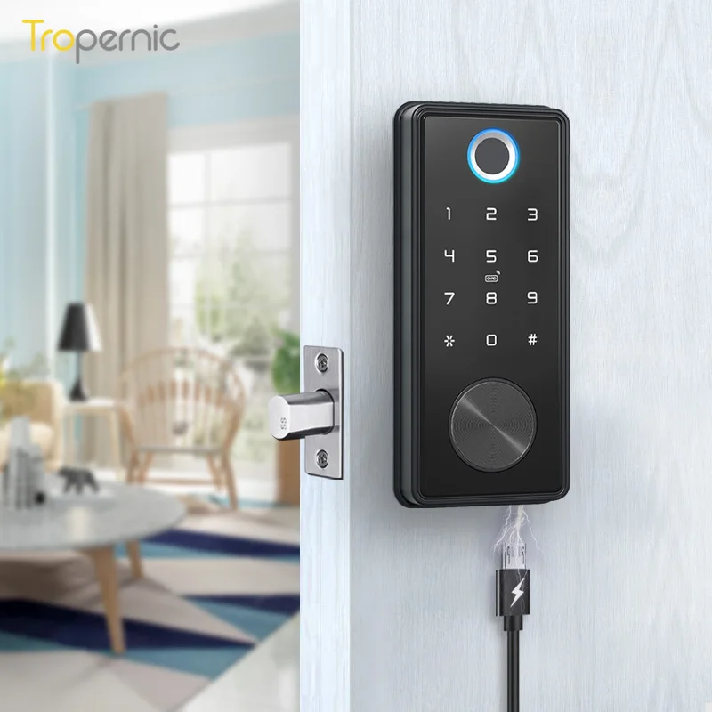 Fechadura-Eletronica Smart Door Lock, Deadbolt Digital, Tuya, Wi-Fi App, impressão digital, teclado de entrada sem chave, fechaduras eletrônicas