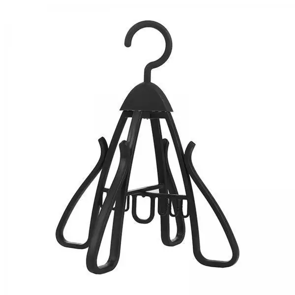 360 Rotating Shoe Hanger Plastic Drying Rack Foldable Vertical Organizer with Clips for Balcony Bathroom Travel