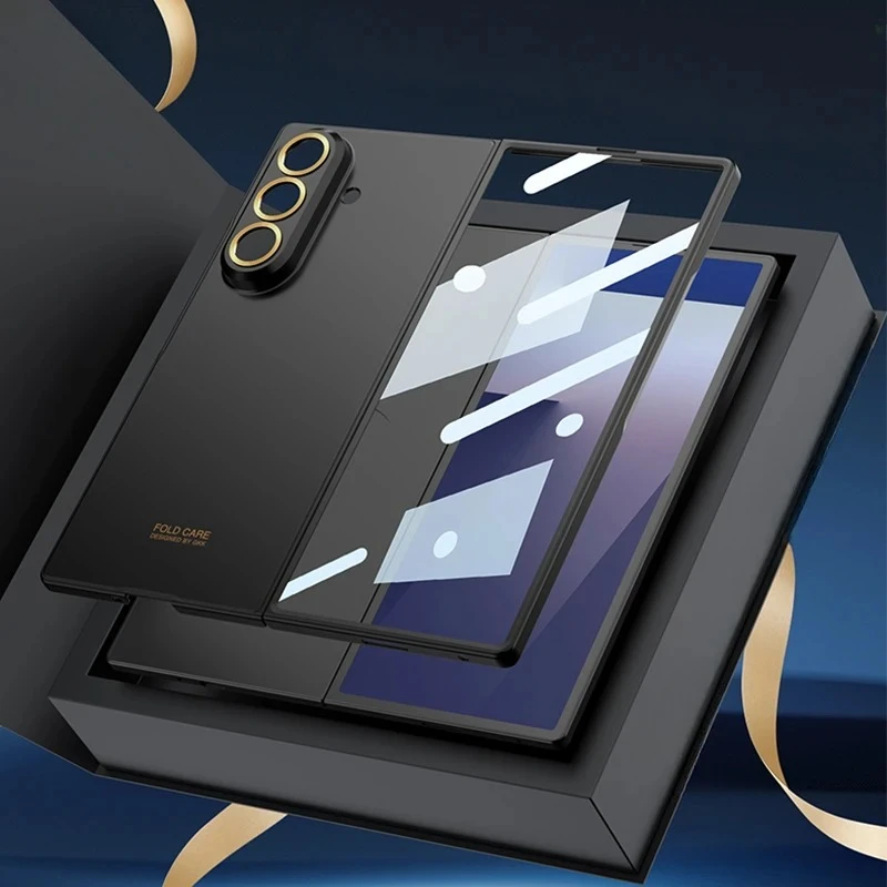 0,6 mm ultradünne, schlanke, matte PC-Hartschale für Samsung Galaxy Z Fold 7 Z Fold7 integrierte Displayschutzfolie, stoßfeste Abdeckung