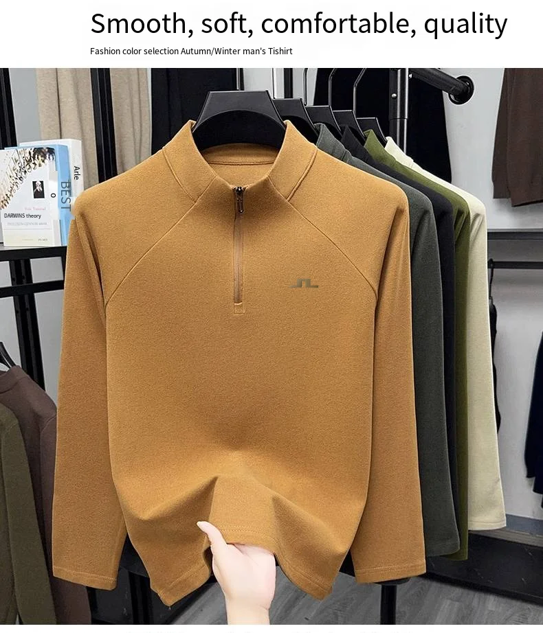 Hochwertiger Herren-Hoodie für den Herbst mit halbem Reißverschluss, aus deutschem Samtmaterial, bedrucktes Langarm-Oberteil, vielseitige Freizeitkleidung für Männer. – Detail 2