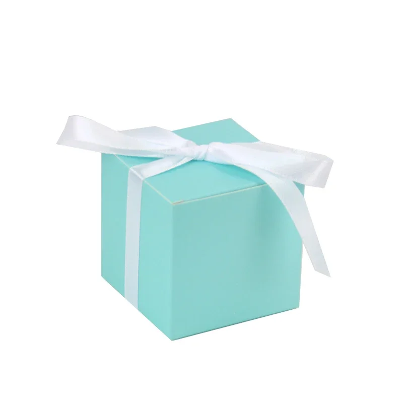 Cajas de Regalo doradas con cintas para boda, decoración de recuerdo de Baby Shower, suministros para fiesta de primer cumpleaños, 10 piezas