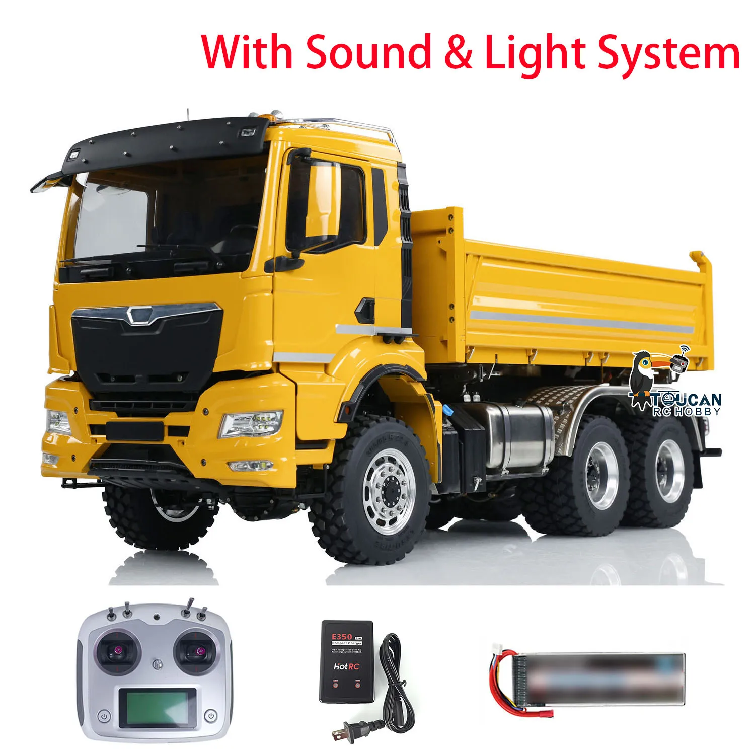 RTR LESU  RC Hydraulic Dump Truck 6x6 Metal Chassis 1/14 Scale Radio Control 3-way 3-speed Tipper Car Model Light Sound System