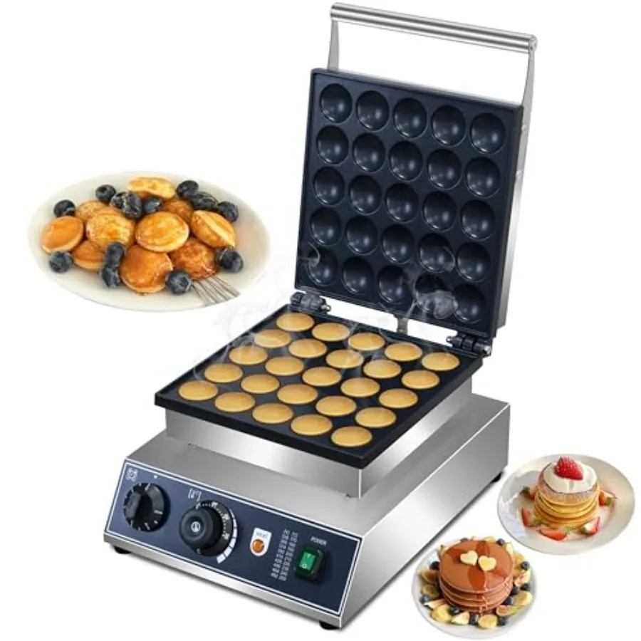 

Mini Dutch Pancake Maker for home kitchen and restaurant use, stainless steel, silver, 1800W with precise temperature and time