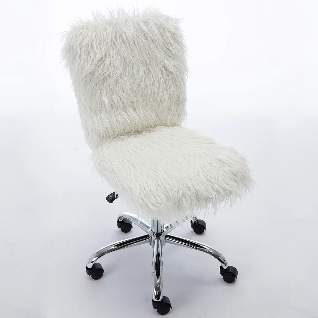 Free Shipping Fluffy Ergonomic Office Rolling Chairs Cute Accent Vanity Makeup Desk Chair With Wheels